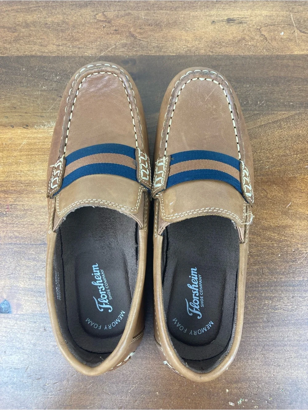 Florsheim Jasper Strap JR Brown Leather Loafers Dress Shoes 16680 Kids 4M.